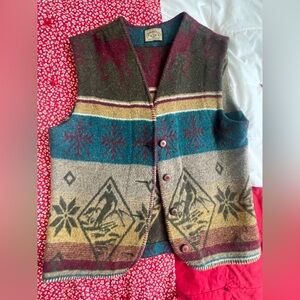 Vintage Wool Blend Southwestern Pattern Button Vest - *Slight Vintage Smell